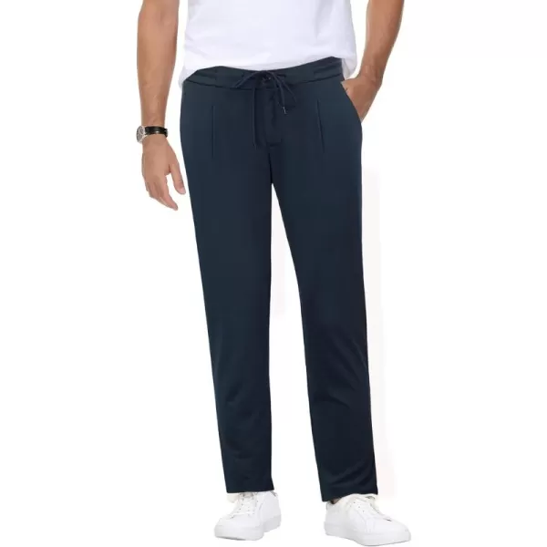PJ PAUL JONES Men's Casual Pants Slim Fit Elastic Waist Drawstring Pants Pleated Front Tapered Trousers
