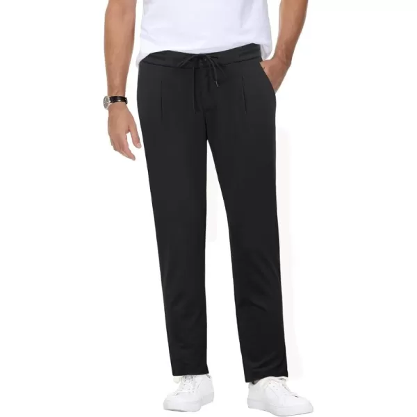 PJ PAUL JONES Men's Casual Pants Slim Fit Elastic Waist Drawstring Pants Pleated Front Tapered Trousers