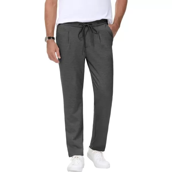 PJ PAUL JONES Men's Casual Pants Slim Fit Elastic Waist Drawstring Pants Pleated Front Tapered Trousers