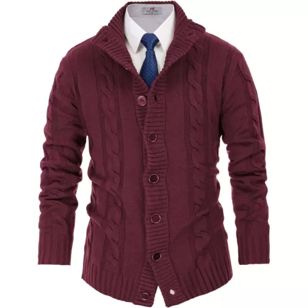 PJ PAUL JONES Men's Casual Stand Collar Cardigan Button Down Cable Knitted Sweater