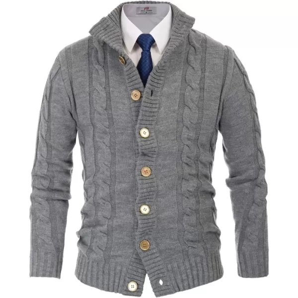 PJ PAUL JONES Men's Casual Stand Collar Cardigan Button Down Cable Knitted Sweater