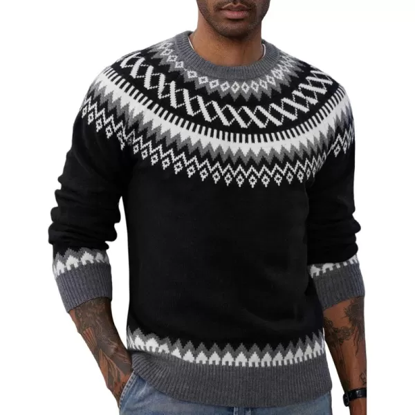PJ PAUL JONES Men's Crewneck Pullover Sweater Unisex Fair Isle Long Sleeve Knitted Sweater