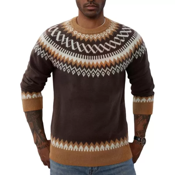 PJ PAUL JONES Men's Crewneck Pullover Sweater Unisex Fair Isle Long Sleeve Knitted Sweater