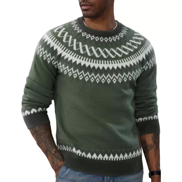 PJ PAUL JONES Men's Crewneck Pullover Sweater Unisex Fair Isle Long Sleeve Knitted Sweater