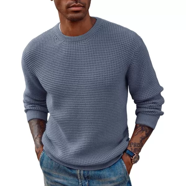 PJ PAUL JONES Mens Crewneck Pullover Sweater Waffle Textured Long Sleeve Knitted Sweaters