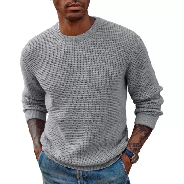 PJ PAUL JONES Mens Crewneck Pullover Sweater Waffle Textured Long Sleeve Knitted Sweaters