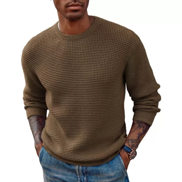 PJ PAUL JONES Mens Crewneck Pullover Sweater Waffle Textured Long Sleeve Knitted Sweaters