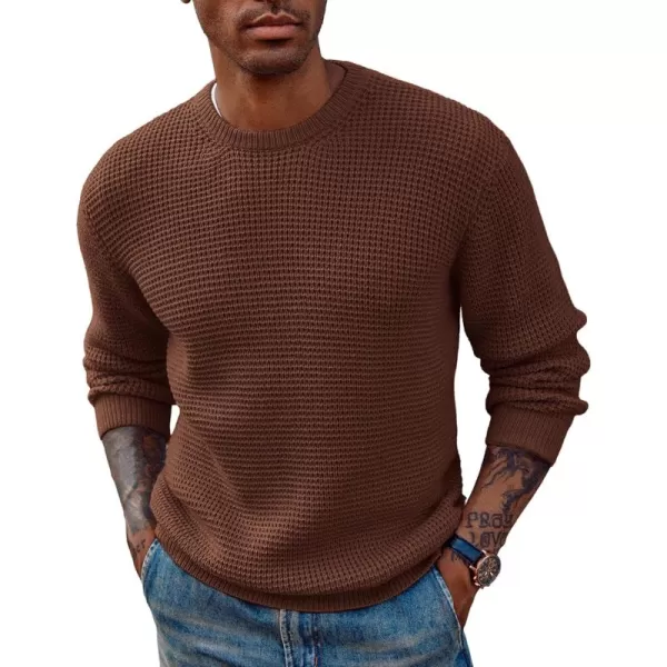 PJ PAUL JONES Mens Crewneck Pullover Sweater Waffle Textured Long Sleeve Knitted Sweaters
