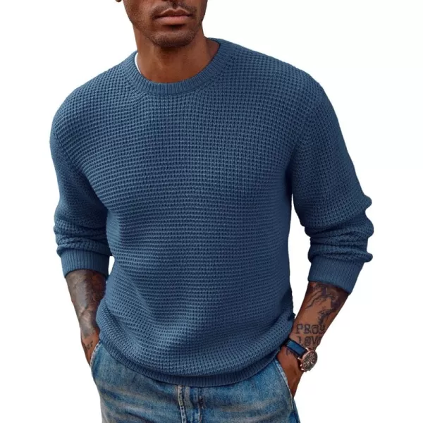 PJ PAUL JONES Mens Crewneck Pullover Sweater Waffle Textured Long Sleeve Knitted Sweaters