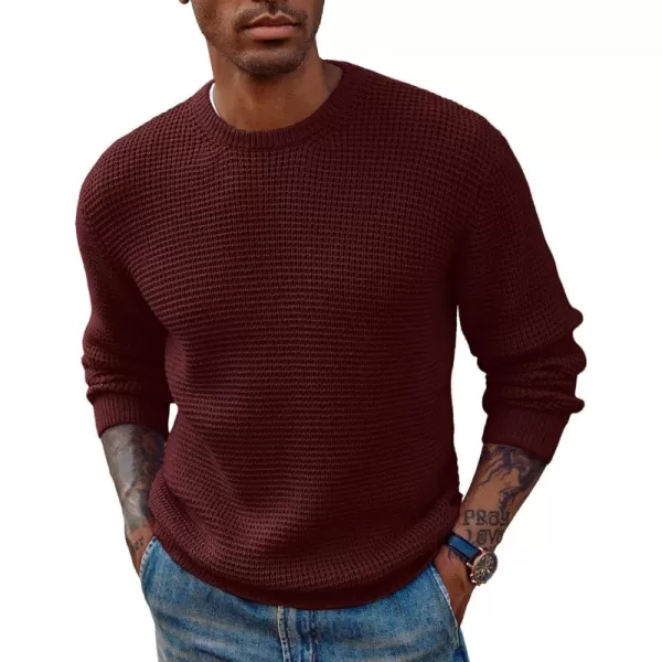 PJ PAUL JONES Mens Crewneck Pullover Sweater Waffle Textured Long Sleeve Knitted Sweaters