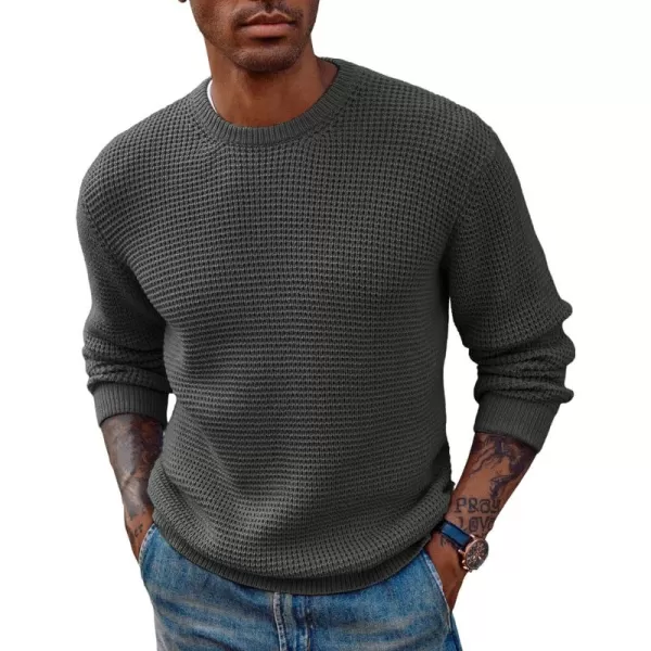 PJ PAUL JONES Mens Crewneck Pullover Sweater Waffle Textured Long Sleeve Knitted Sweaters