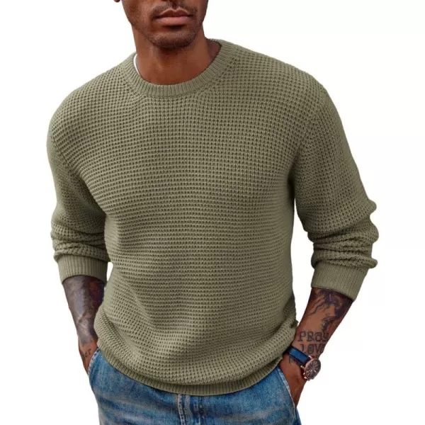 PJ PAUL JONES Mens Crewneck Pullover Sweater Waffle Textured Long Sleeve Knitted Sweaters