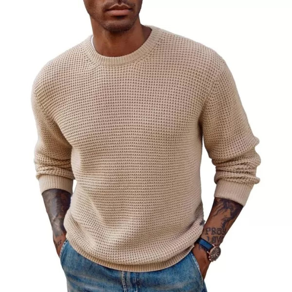 PJ PAUL JONES Mens Crewneck Pullover Sweater Waffle Textured Long Sleeve Knitted Sweaters