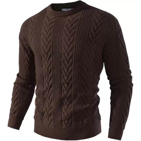 PJ PAUL JONES Mens Crewneck Sweater Casual Cable Knit Pullover Sweater Drop Shoulder Solid Knitted Sweaters