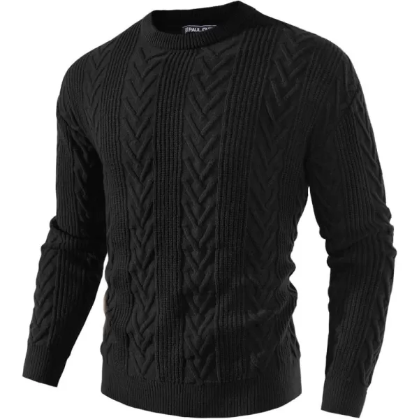 PJ PAUL JONES Mens Crewneck Sweater Casual Cable Knit Pullover Sweater Drop Shoulder Solid Knitted Sweaters