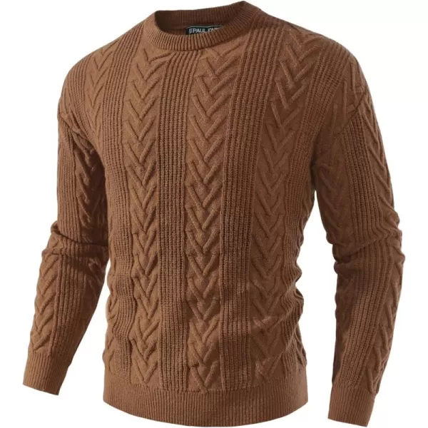 PJ PAUL JONES Mens Crewneck Sweater Casual Cable Knit Pullover Sweater Drop Shoulder Solid Knitted Sweaters