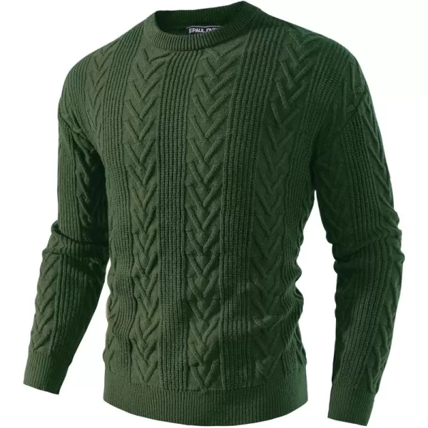 PJ PAUL JONES Mens Crewneck Sweater Casual Cable Knit Pullover Sweater Drop Shoulder Solid Knitted Sweaters