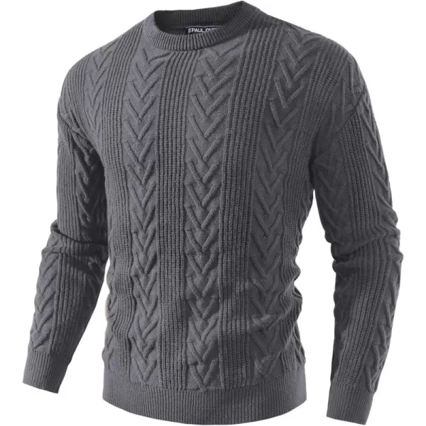 PJ PAUL JONES Mens Crewneck Sweater Casual Cable Knit Pullover Sweater Drop Shoulder Solid Knitted Sweaters