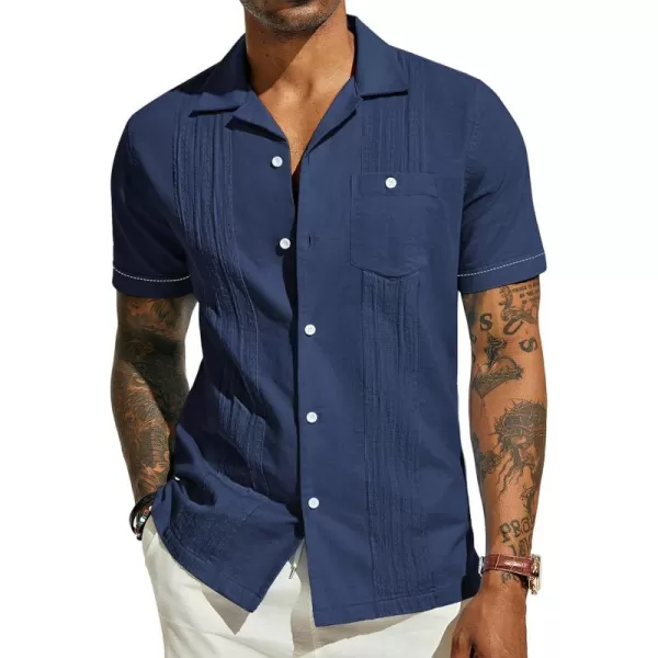 PJ PAUL JONES Men's Cuban Guayabera Shirts Button Down Linen Beach Shirt