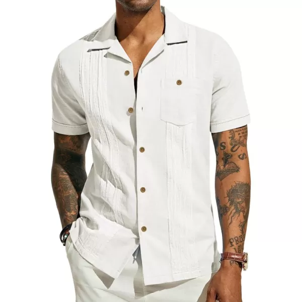 PJ PAUL JONES Men's Cuban Guayabera Shirts Button Down Linen Beach Shirt