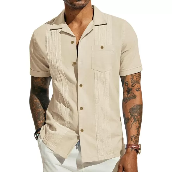 PJ PAUL JONES Men's Cuban Guayabera Shirts Button Down Linen Beach Shirt