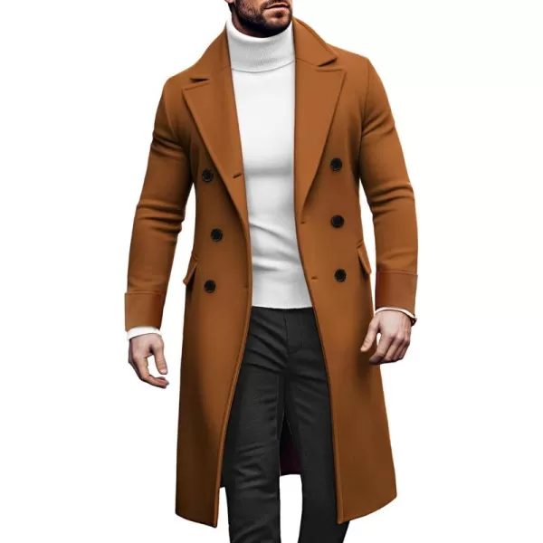 PJ PAUL JONES Men's Double Breasted Overcoat Classic Long Trench Coat