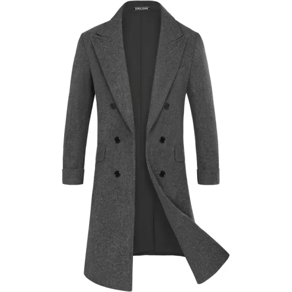PJ PAUL JONES Men's Double Breasted Overcoat Classic Long Trench Coat
