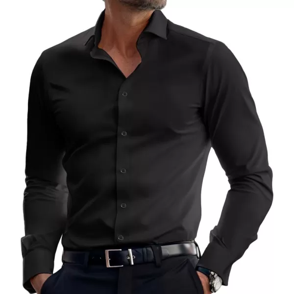 PJ PAUL JONES Men's Dress Shirts Long Sleeve Wrinkle Free Solid Shirt Business Casual Button Down Shirts