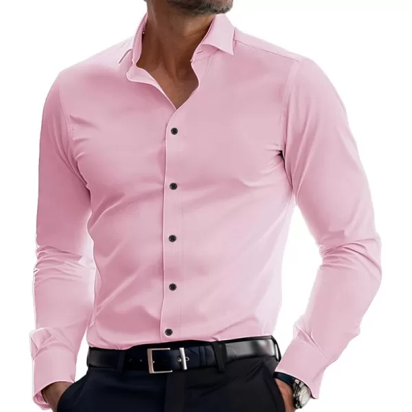 PJ PAUL JONES Men's Dress Shirts Long Sleeve Wrinkle Free Solid Shirt Business Casual Button Down Shirts