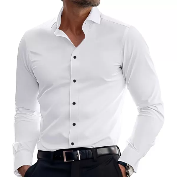 PJ PAUL JONES Men's Dress Shirts Long Sleeve Wrinkle Free Solid Shirt Business Casual Button Down Shirts