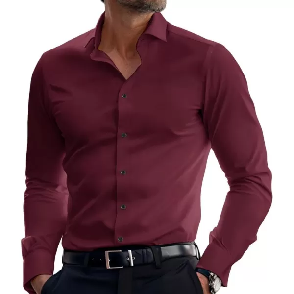 PJ PAUL JONES Men's Dress Shirts Long Sleeve Wrinkle Free Solid Shirt Business Casual Button Down Shirts