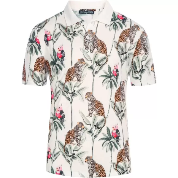 PJ PAUL JONES Mens Flower Polo Shirts Vintage Print Casual Tee Shirts for Summer