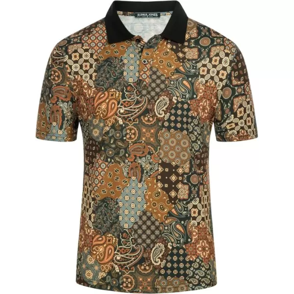 PJ PAUL JONES Mens Flower Polo Shirts Vintage Print Casual Tee Shirts for Summer