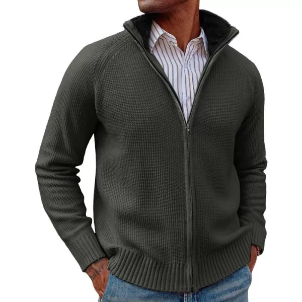 PJ PAUL JONES Mens Full Zip Cardigan Sweater Slim Fit Stand Collar Zip Up Sweater