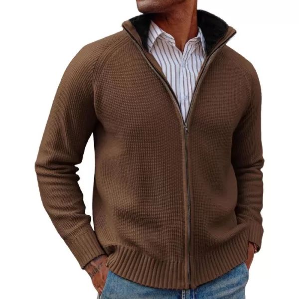 PJ PAUL JONES Mens Full Zip Cardigan Sweater Slim Fit Stand Collar Zip Up Sweater