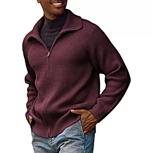 PJ PAUL JONES Men's Full Zip Cardigan Sweaters Unisex Relax Fit Lapel Collar Raglan Sleeve Casual Ribbed Sweater