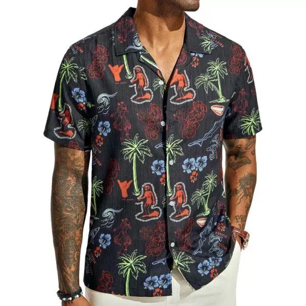 PJ PAUL JONES Mens Hawaiian Shirts Short Sleeve Casual Button Down Tropical Beach Shirt