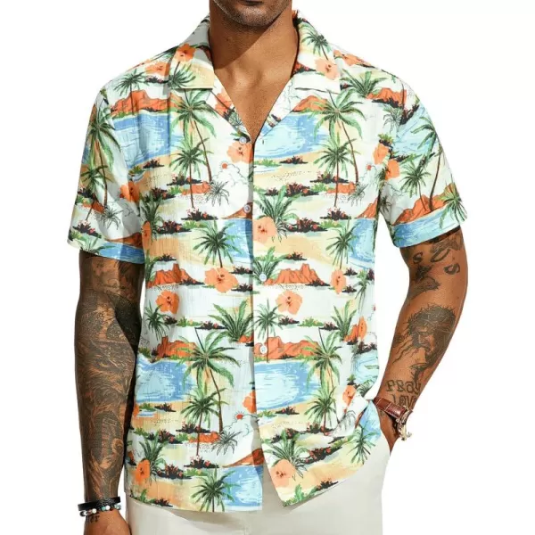 PJ PAUL JONES Mens Hawaiian Shirts Short Sleeve Casual Button Down Tropical Beach Shirt