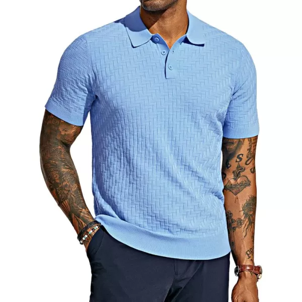 PJ PAUL JONES Mens Knit Polo Shirts Casual Short Sleeve Texture Golf Shirt