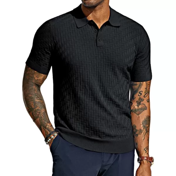 PJ PAUL JONES Mens Knit Polo Shirts Casual Short Sleeve Texture Golf Shirt