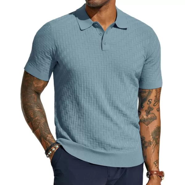 PJ PAUL JONES Mens Knit Polo Shirts Casual Short Sleeve Texture Golf Shirt