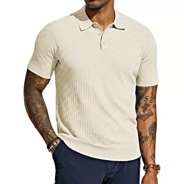 PJ PAUL JONES Mens Knit Polo Shirts Casual Short Sleeve Texture Golf Shirt