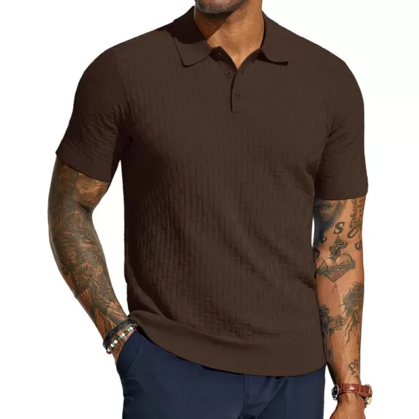 PJ PAUL JONES Mens Knit Polo Shirts Casual Short Sleeve Texture Golf Shirt