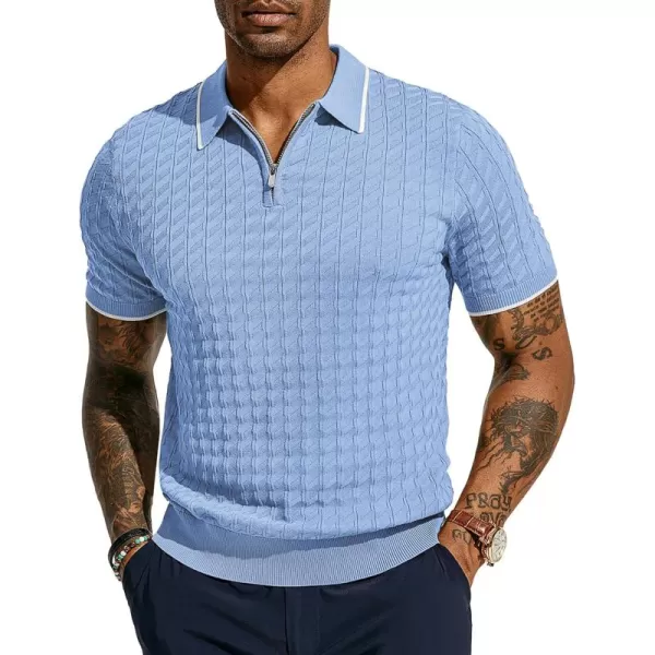 PJ PAUL JONES Men's Knit Polo Shirts Short Sleeve Quarter Zip Polo Shirt