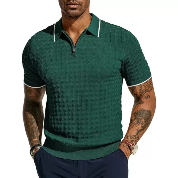 PJ PAUL JONES Men's Knit Polo Shirts Short Sleeve Quarter Zip Polo Shirt