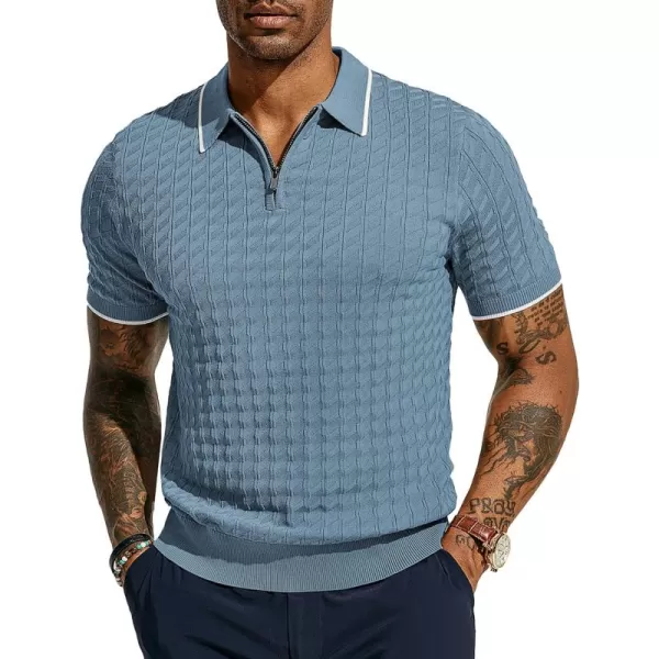PJ PAUL JONES Men's Knit Polo Shirts Short Sleeve Quarter Zip Polo Shirt