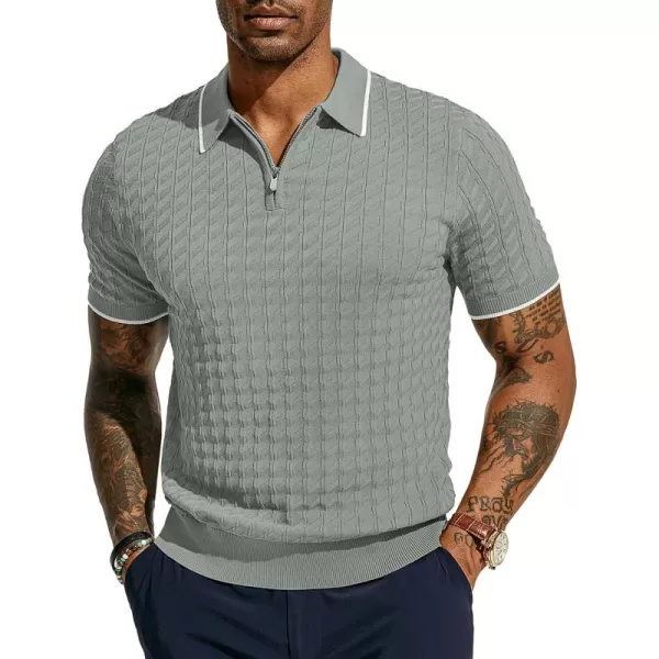 PJ PAUL JONES Men's Knit Polo Shirts Short Sleeve Quarter Zip Polo Shirt