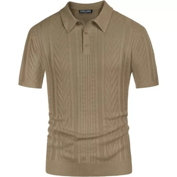 PJ PAUL JONES Mens Knitted Polo Shirt Short Sleeve Knit Texture Shirt Men Knitting Golf T Shirts