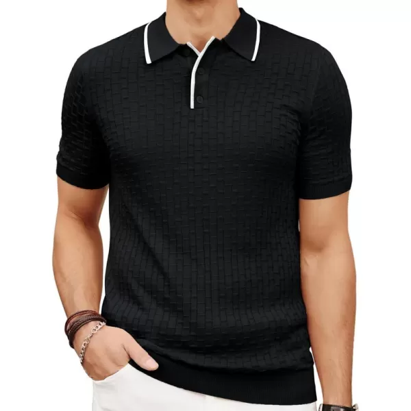 PJ PAUL JONES Mens Knitted Polo Shirts Short Sleeve Texture Summer Polo T Shirt Casual Pullover Polo Shirt