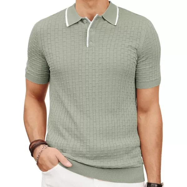 PJ PAUL JONES Mens Knitted Polo Shirts Short Sleeve Texture Summer Polo T Shirt Casual Pullover Polo Shirt